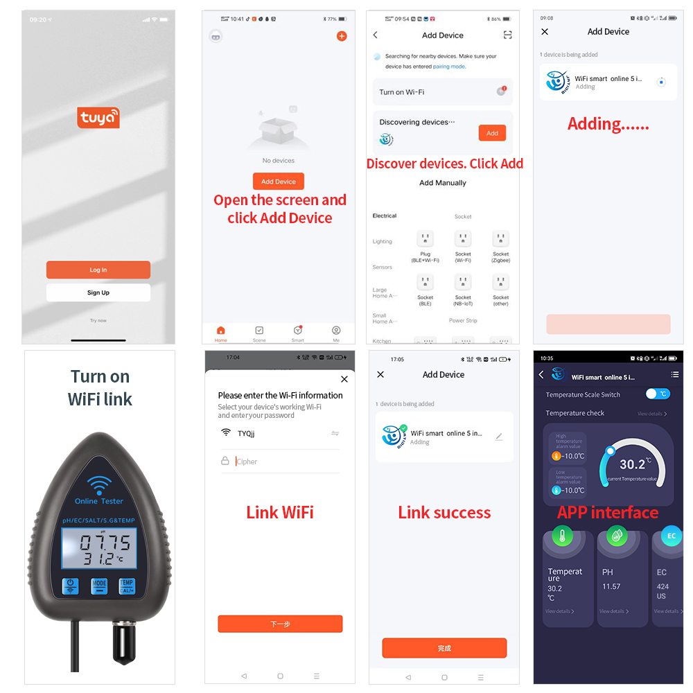 Tuya wifi 5 em 1 medidor de qu - Ph Up Down Solution avaliação e preço